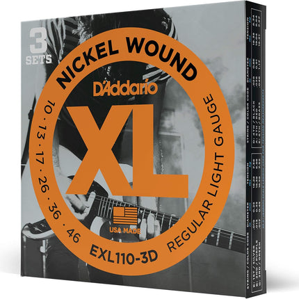 XL Nickel Electric Guitar Strings, Regular Light 10-46, 3-Pack