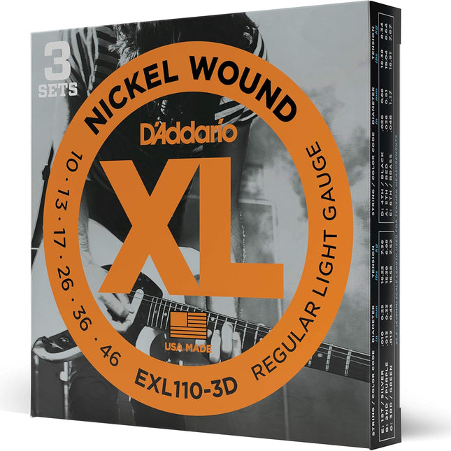 XL Nickel Electric Guitar Strings, Regular Light 10-46, 3-Pack
