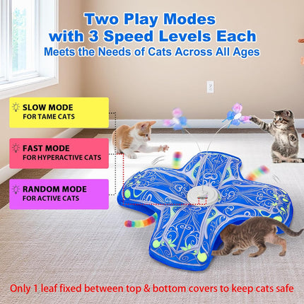 Interactive Rechargeable Touch-Activated Cat Toy for Indoor Cats - Blue
