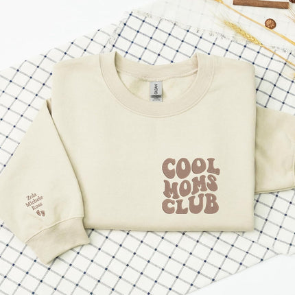 SourceToHome FuenteACasa Cool Moms Club Embroidered Sweatshirt with Kids Names — Home & Lifestyle