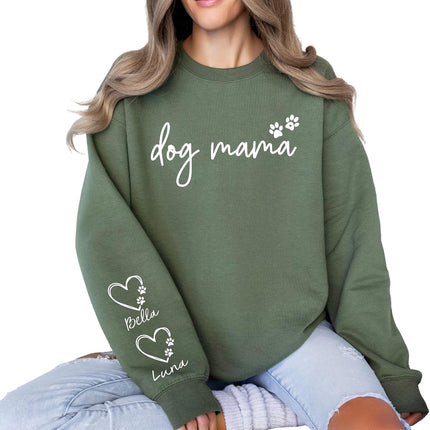 Personalized Dog Mom Sweatshirt with Pet Name Sleeve