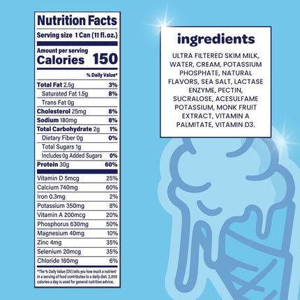30g Protein Ultra-Filtered Vanilla Milk Shake, Lactose Free - 11 fl oz, 10 Cans