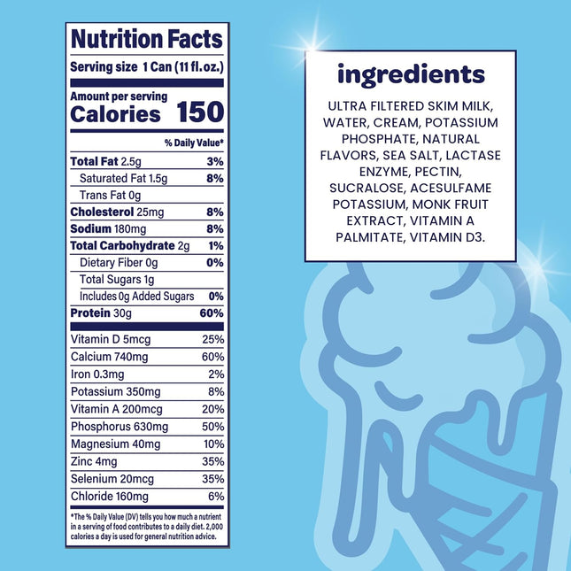 30g Protein Ultra-Filtered Vanilla Milk Shake, Lactose Free - 11 fl oz, 10 Cans
