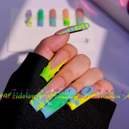 Purple Medium Coffin Press-On False Nails Set
