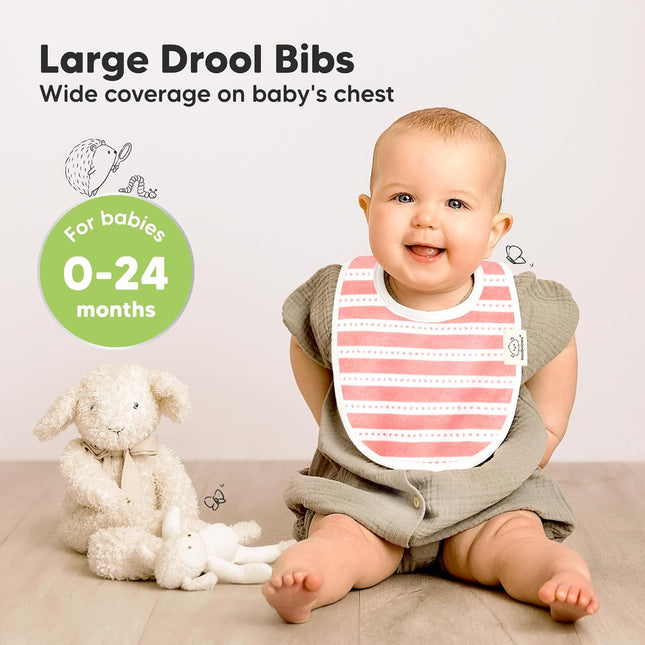8-Pack Organic Baby Bibs for Drooling and Teething, Extra Absorbent, Easy to Clean & Put On, 0-24 Months