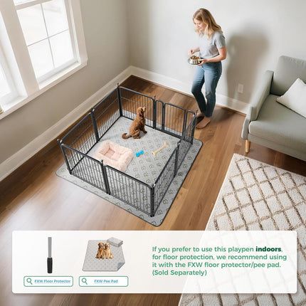Rollick Unleashed Dog Playpen, 24-Inch 8-Panel, Black