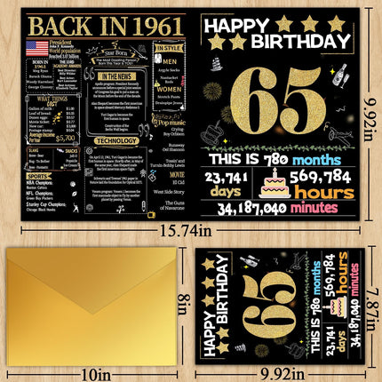 65th Birthday Card with Envelope - Back in 1961