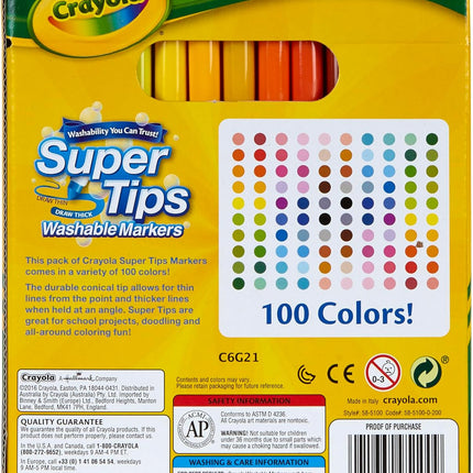 SourceToHome FuenteACasa Crayola Super Tips Marker Set (100ct), Fine Point Washable Markers — Home & Lifestyle
