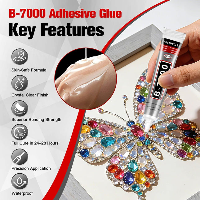 B7000 Bedazzling Glue 24 Pack, 15ml Clear Rhinestone Adhesive with Precision Tip