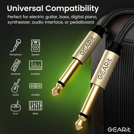 NexWave OndaNex GEARit Guitar Instrument Cable (3ft 2-Pack) 1/4 Inch to 1/4 inch TS Straight — Smart Tech