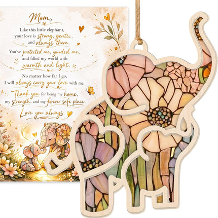 Elephant Ornament Keepsake Gift for Mom with Story Card and Envelope