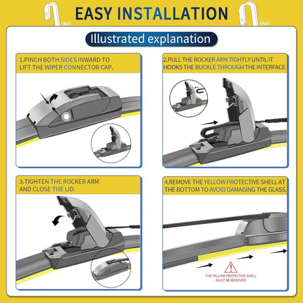 Water Repellent All-Season Windshield Wiper Blades for Driver and Passenger Side