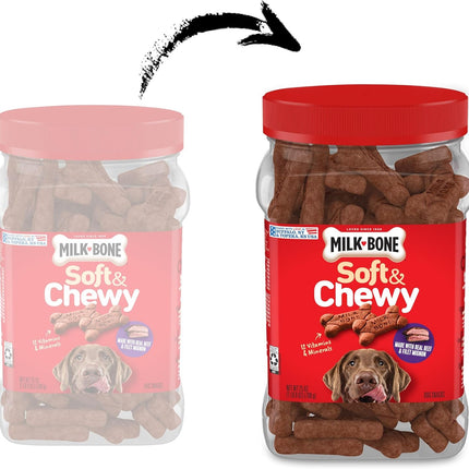 Soft & Chewy Dog Treats with Real Beef & Filet Mignon, 25 oz Canister