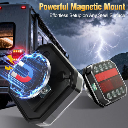 Magnetic Wireless Trailer Lights, 2.4GHz Rechargeable LED Tow Light Kit