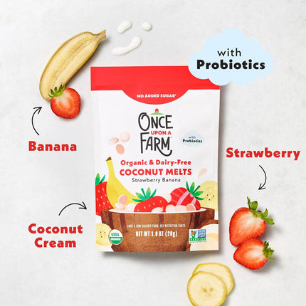 Organic Strawberry Banana Coconut Melts with Probiotics, 1 oz Pack of 8