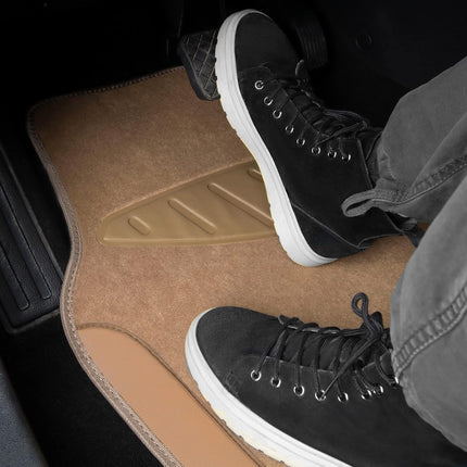 DriveForge ForjaRuta CAR PASS Beige Leather & Waterproof Car Carpet Floor Mats — Auto & Moto