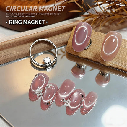 2026 Ring Shaped Cat Eye Nail Magnets, 3-in-1 Circular Gel Art Tool, 2 Pcs
