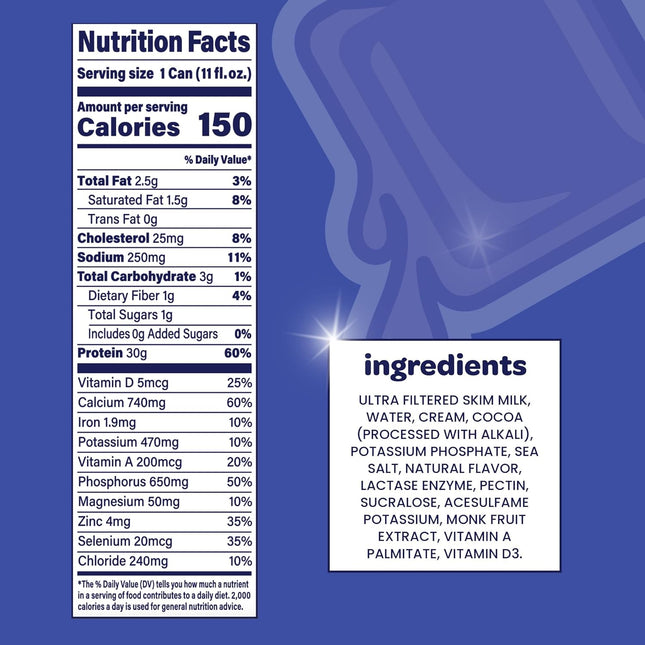 30g Protein Ultra Filtered Milk Shake - Chocolate, Lactose Free, 10 Cans