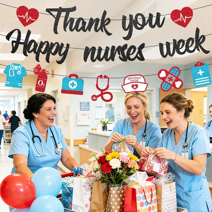 LittleNest NidoPequeño Pre-strung Nurses Week Decorations 2026 Thank You Happy Nurses Week Banner — Baby & Toddler