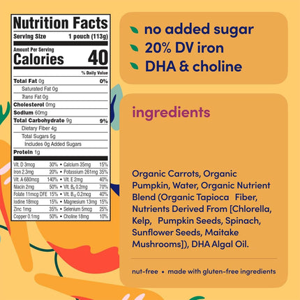 Organic Baby Food Pouches Variety Pack, Veggie & Fruit Purees, 4 oz, 8 Pack