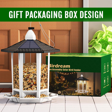 2-Pack Solar Hanging Bird Feeders for Outdoors