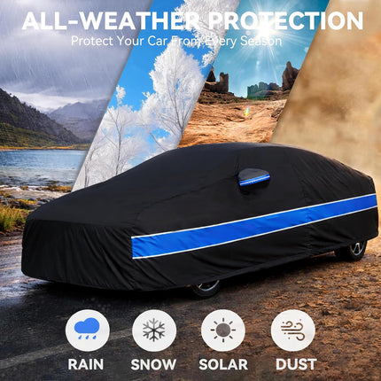 10-Layer Waterproof All-Weather Full Car Cover for Sedan/Coupe 2001-2025