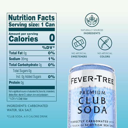 Premium Club Soda Zero Calorie Mixer, 5.1 fl oz Cans, Pack of 24
