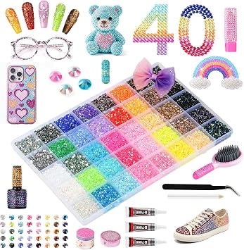 40000-Piece 40-Color Resin Jelly Rhinestones Kit