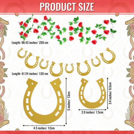 AuraHaus CasaAura Epakh Derby Garland Gold Horseshoe Banner Horse Hoof Birthday Banner — Home Decor & Ambiance
