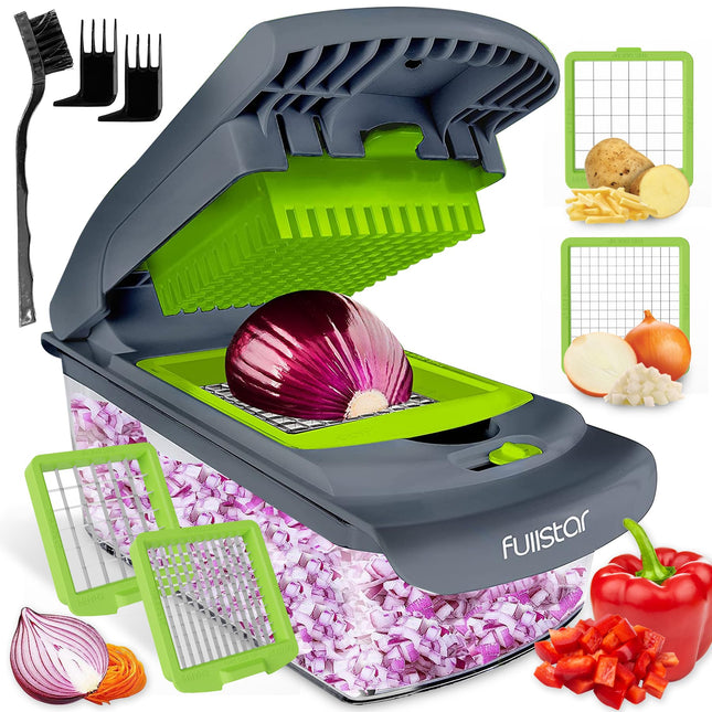 Fullstar 2-in-1 Vegetable Chopper and Onion Dicer with storage container, front view