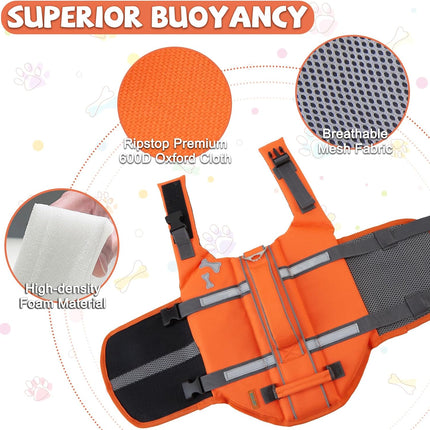 XL Dog Life Jacket in New Orange