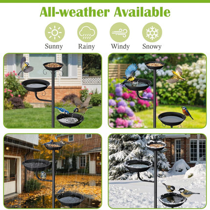 HomeChef ChefDelHogar Pawaboo Bird Bath for Outside, 47in Metal Freestanding Birdbaths & Birdfeeder — Kitchen & Home