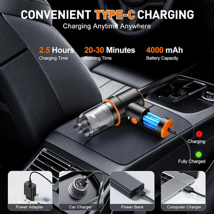 Handheld Car Vacuum Cleaner & Air Duster, 9000PA