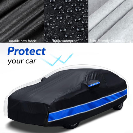10-Layer Waterproof All-Weather Full Car Cover for Sedan/Coupe 2001-2025