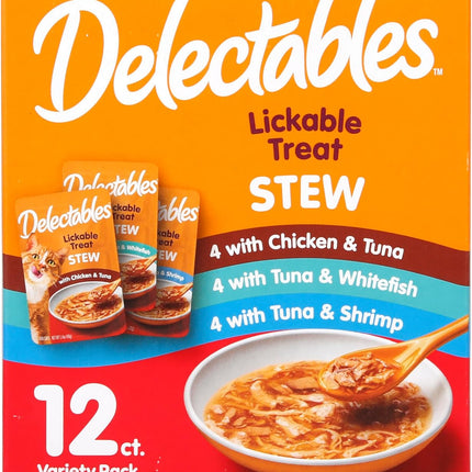 Lickable Wet Cat Treat Stew Variety Pack, 1.4 oz Pouches, 12 Count