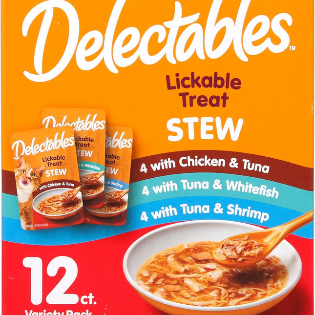 Lickable Wet Cat Treat Stew Variety Pack, 1.4 oz Pouches, 12 Count