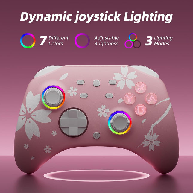 Sakura Pink Wireless Controller for Switch, Switch 2, PC, Mobile and Steam Deck