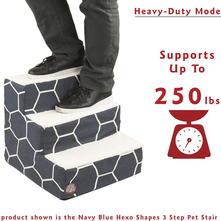 3-Step Portable Pet Stairs with Washable Navy Cover