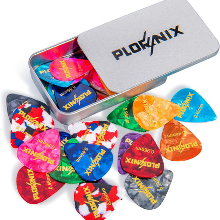 30-Pack Celluloid Guitar Picks with Metal Storage Box