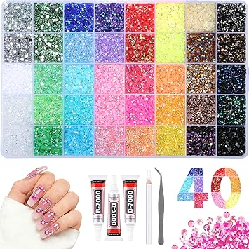 4mm Resin Rhinestones Bedazzling Kit, 40 Colors, 40000 Pieces