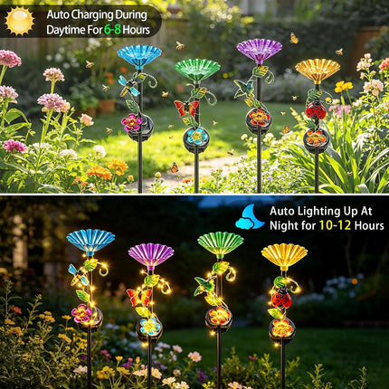 Solar Hummingbird Feeder with LED Garden Light