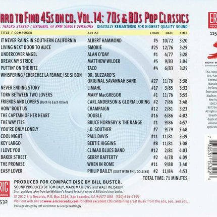 Hard to Find 45s on CD Volume 14 70's & 80's Pop Classics / Various