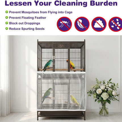 PawHaven RefugioPata Bird Cage Cover, Large Breathable Nylon Mesh Seed Catcher Birdcage Guard — Pet Supplies