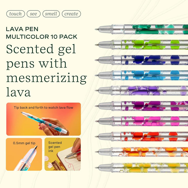 Scented Lava Gel Pen Set, 10-Pack Multi-Color 0.5mm