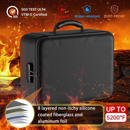 5200°F Fireproof & Water-Resistant Document Organizer with Lock
