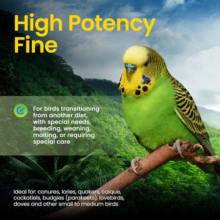 High Potency Fine Organic Bird Food Pellets for Small to Medium Birds, 1 lb
