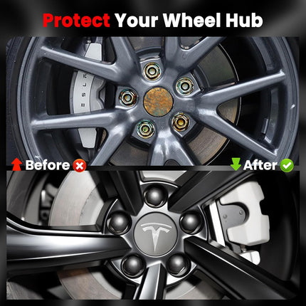 4 Pack 56mm Car Wheel Center Hub Cap Kit with Lug Nut Covers for Model 3 / Model Y, Gray & Silver