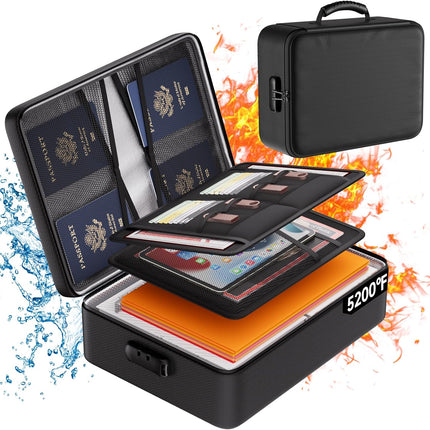 5200°F Fireproof & Water-Resistant Document Organizer with Lock