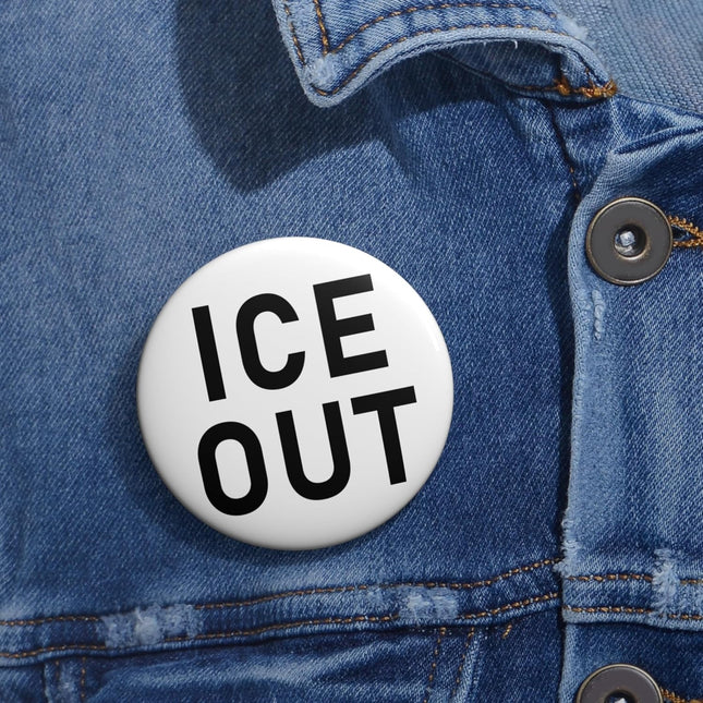 ICE Out Anti-Immigration-Enforcement Protest Button, White 1.25 Inch