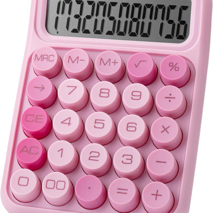 Pink 12-Digit Mechanical Switch Basic Calculator